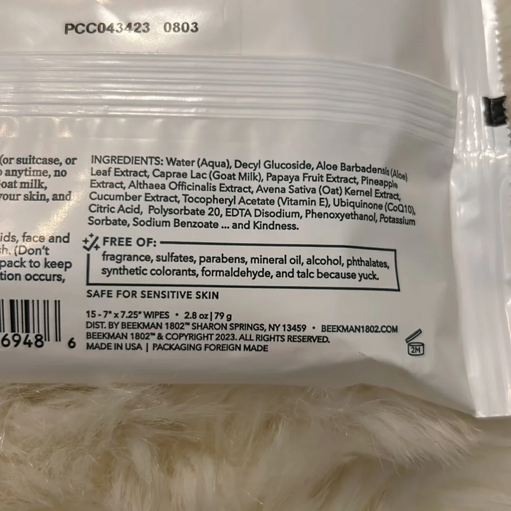 Beekman 1802 PURE Goat Milk Facial Cleansing Wipes